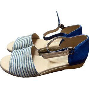 ericmichael Blue Stripe Espadrille Sandals Sz 38